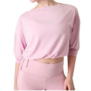 Athleta Cool Down Long Sleeve Cropped Top in Begonia Pink Size SP